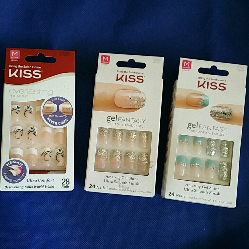 Bundle 3 KISS brand nails, medium length